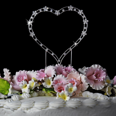 Simple Crystal Accented Heart for Wedding or Anniversary Cake Topper