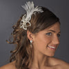 Elegant Ivory Flower Bridal Wedding Hair Clip w/ Rhinestones & Freshwater Pearls 8991