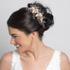Light Gold Rhinestone Floral Vine Bridal Wedding Hair Clip 10007