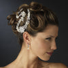 Silver Ivory Freshwater Pearl & Clear Rhinestone Bridal Wedding Headpiece Bridal Wedding Hair Clip 1060