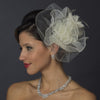 * Silver Ivory Feather Fascinator Bridal Wedding Hair Clip 1141