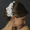 Fabric Flower Rhinestone Bridal Wedding Hair Clip 1171 White or Ivory