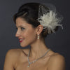 * Rhinestone & Crystal Bead Feather Flower Fascinator Bridal Wedding Hair Clip with Russian Tulle 2542