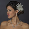 * Rhinestone & Crystal Bead Feather Flower Fascinator Bridal Wedding Hair Clip with Russian Tulle 2542
