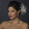 Feather Pearl & Austrian Crystal Flower Bridal Wedding Hair Clip 2581 with Bridal Wedding Brooch Pin