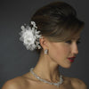 Rhinestone, Crystal, Lace, Satin & Organza Flower Bridal Wedding Hair Clip 2705