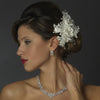 * Crystal, Rhinestone, Lace & Organza Flower Bridal Wedding Hair Clip 2717