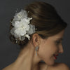 Crystal, Rhinestone, Lace & Organza Bridal Wedding Hair Clip 3555 with Bridal Wedding Brooch Pin