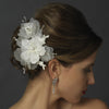 Crystal, Rhinestone, Lace & Organza Bridal Wedding Hair Clip 3555 with Bridal Wedding Brooch Pin