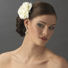 Classic Medium Diamond White Rose on Alligator Bridal Wedding Hair Clip 403