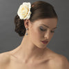* Classic Butter Cream Rose Flower Bridal Wedding or Formal Hair Clip 408