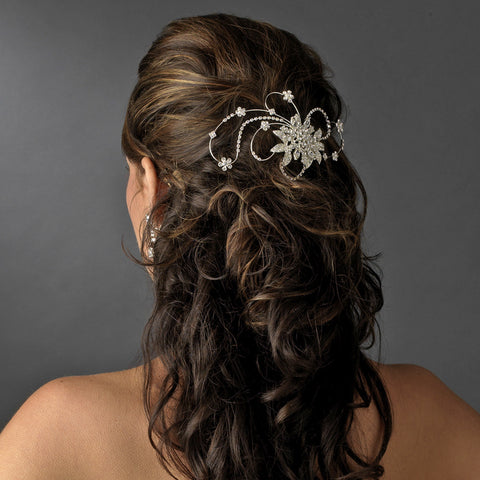 * Vintage Crystal Swirl Bridal Wedding Headpiece Bridal Wedding Hair Clip 457 Silver