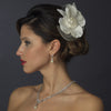Ivory Pearl & Rhinestone Lace & Mesh Bridal Wedding Flower Bridal Wedding Hair Clip with Bridal Wedding Brooch Pin 485