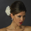 Ivory Matte Satin Fabric Bridal Wedding Hair Flower Bridal Wedding Hair Clip with Pearl Accent