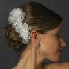 * Clear Rhinestone, Glass Bead & Fabric Flower Bridal Wedding Hair Clip 2268