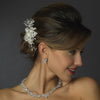 Silver Clear Rhinestone Flower Bridal Wedding Hair Clip with Pearl Accents