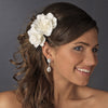 Graceful White or Ivory Double Flower Bridal Wedding Hair Clip or Bridal Wedding Hair Comb 5690