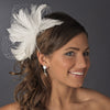 * Flower Feather Fascinator with Russian Tulle Bridal Wedding Veiling Accent on Bridal Wedding Hair Comb 750