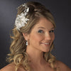 Vintage Lace Flower Bridal Wedding Hair Comb w/ Silver Clear Rhinestones 8155