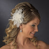 Feather Flower Bridal Wedding Hair Comb Adorn with Swarovski & Rhinestones Bridal Wedding Hair Comb 8397 Ivory or White