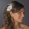 * Fabulous White Feather Bridal Wedding Hair Clip w/ Rhinestones & Swarovski Crystals 8990