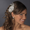 * Fabulous White Feather Bridal Wedding Hair Clip w/ Rhinestones & Swarovski Crystals 8990