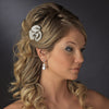 * Divine Antique Silver Flower Bridal Wedding Hair Comb w/ Clear Rhinestones & Swarovski Crystals 9996