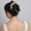 Rose Gold Clear Rhinestone Floral Vine Bridal Wedding Hair Bun Wrap Comb 5096