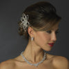 Antique Silver Clear Swarovski Crystal & Rhinestone Flower Bridal Wedding Hair Comb 3672