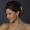 Silver Clear Floral Rhinestone Side Bridal Wedding Hair Comb 4285