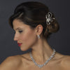 Silver Clear Floral Rhinestone Side Bridal Wedding Hair Comb 4285