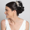 Gold Champagne Enameled Flower Bridal Wedding Hair Comb w/ Rhinestones 5036