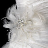 Incandescent Silver Clear Rhinestone & Ivory Feather Bridal Wedding Hair Comb 5552
