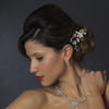 Silver Clear & Pearl Bridal Wedding Hair Comb 561