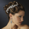 Silver Clear Rhinestone & Crystal Leaf Side Bridal Wedding Hair Comb 5672