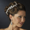 Silver Clear Rhinestone & Crystal Leaf Side Bridal Wedding Hair Comb 5672
