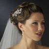 Antique Silver Freshwater Pearl, Swarovski Crystal & Rhinestone Flower and Leaf Bridal Wedding Hair Comb 761