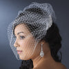 Flower Rhinestone & Pearl Bridal Wedding Hair Comb with Single Layer French Face Bridal Wedding Veil Blusher 8121