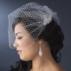 Flower Rhinestone & Pearl Bridal Wedding Hair Comb with Single Layer French Face Bridal Wedding Veil Blusher 8121
