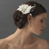 Vintage Lace Flower Bridal Wedding Hair Comb w/ Silver Clear Rhinestones 8155