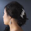 Lovely Silver Pearl & White or Ivory Flower Bridal Wedding Hair Comb 8258