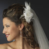 Feather Flower Bridal Wedding Hair Comb Adorn with Swarovski & Rhinestones Bridal Wedding Hair Comb 8397 Ivory or White