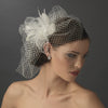 Feather Rhinestone Couture Fascinator & Birdcage Bridal Wedding Veil Bridal Wedding Hair Comb 8415