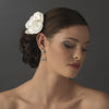 Matt Satin Flower Bridal Wedding Hair Clip w/ Rhinestones, Swarovski Crystals & Fresh Water Pearl accents 8429