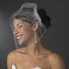 Diamond White Pearl Covered Bridal Wedding Hair Comb with Attached Russian Tulle Blusher Bridal Wedding Veil in Silver 8933