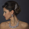 Silver Clear CZ Crystal Tear Drop & Marquise Crystal Bridal Wedding Jewelry Set 1290