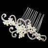 Silver Ivory Swirl Bridal Wedding Hair Comb with Rhinestones & Pearls