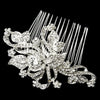 Silver Clear Rhinestone Floral Swirl Bridal Wedding Hair Comb