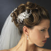 Silver Ivory Flower Vine Bridal Wedding Hair Comb with Rhinestones & Freshwater Pearls