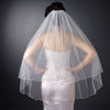 Double Layer Fingertip Length Scalloped Corded Glass Pearl Edge Bridal Wedding Veil FC V 0440 F White